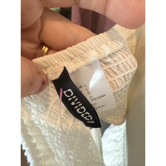 New With Tag Divided H&M Skirt & Blouse Set White Puff Sleeve Boho Large - Picture 5 of 8